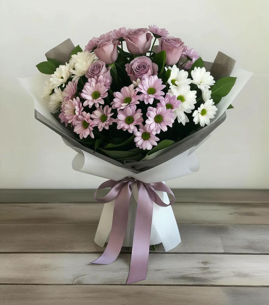 Букет цветов из: Хризантемы и Розы в Атажукино