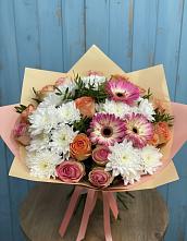 Букет цветов из:  Розы, Герберы и Хризантемы в Атажукино