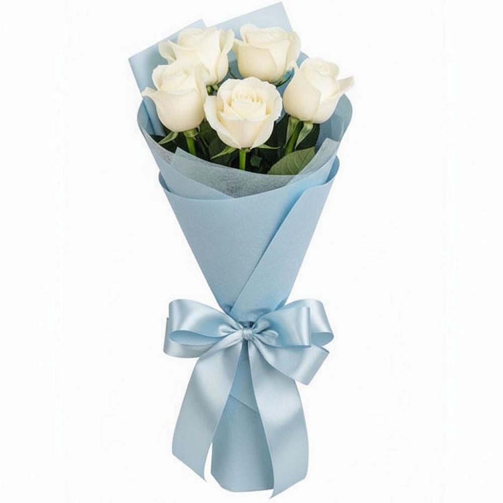 Букет 5 Белых роз Проуд в Атажукино