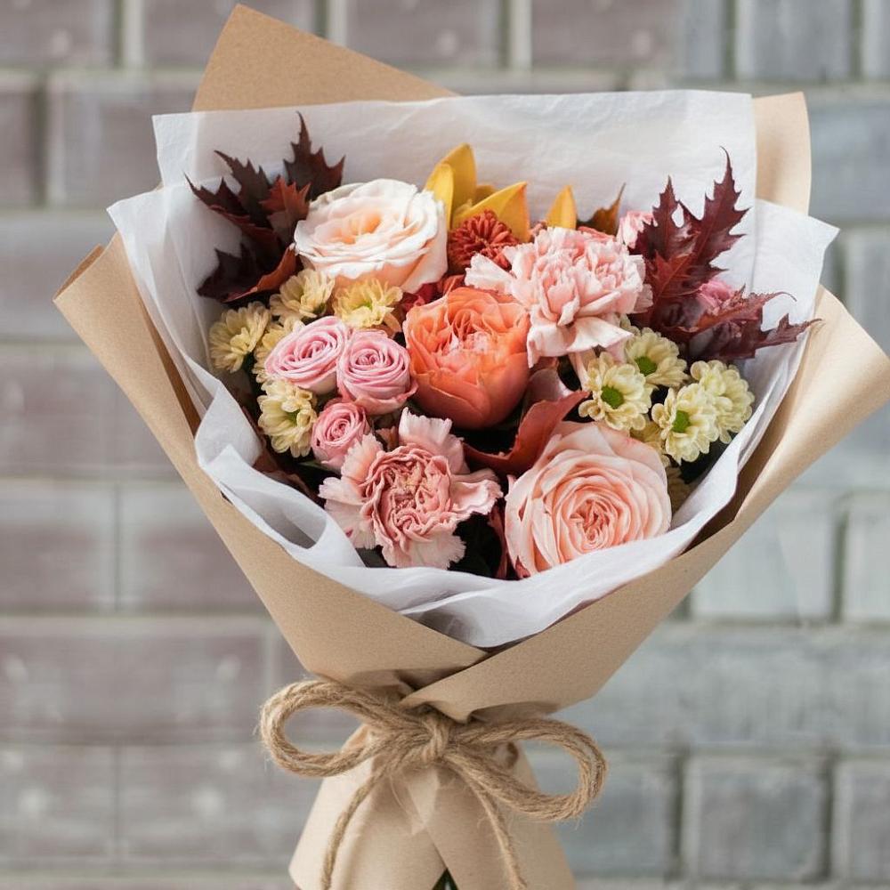 Букет цветов из: Гвоздики, Хризантемы и Розы в Атажукино