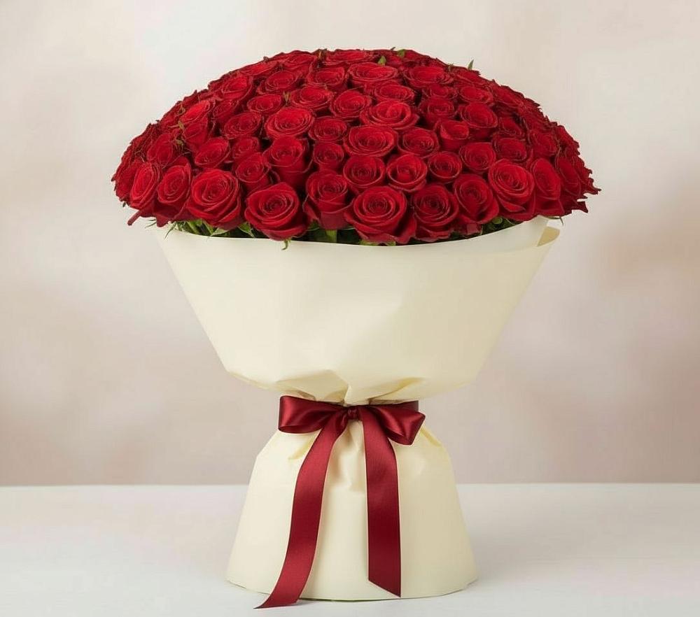 Букет 101 Красная роза Милано в Атажукино