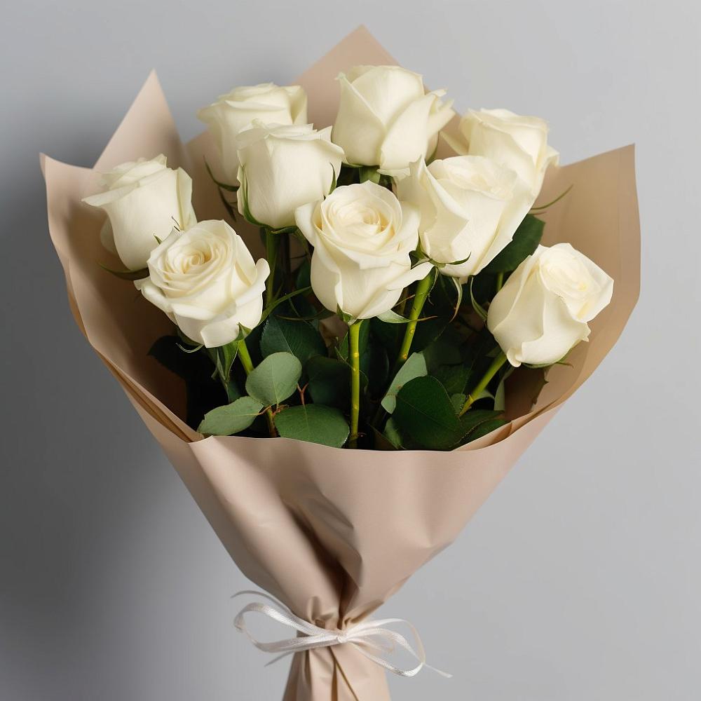 Букет 9 Белых роз Эдлесс Лав в Атажукино