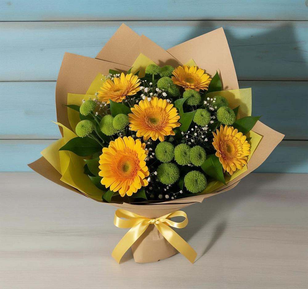 Букет цветов из: Герберы и Хризантемы в Атажукино
