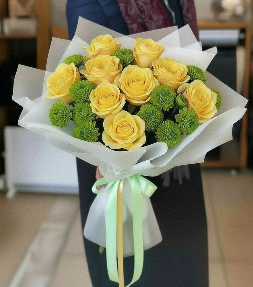 Букет цветов из: Хризантемы и Розы в Атажукино