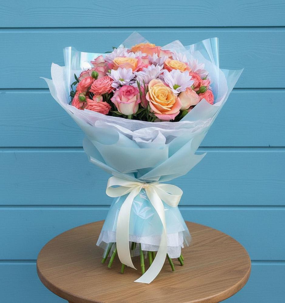 Букет цветов из: Хризантемы и Розы в Атажукино