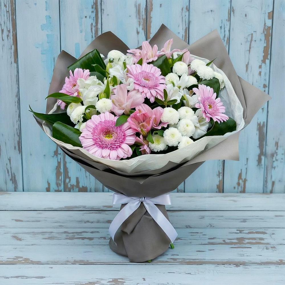 Букет цветов из: Герберы, Альстромерии и Хризантемы в Атажукино