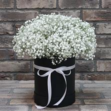 Цветочная композиция из Гипсофила в шляпной коробке в Атажукино